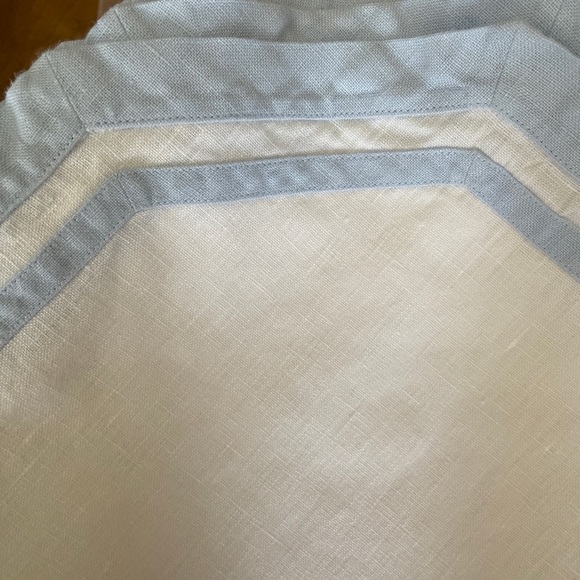 Matouk Placemats - 4 pack, white with blue trim - Picture 2 of 8